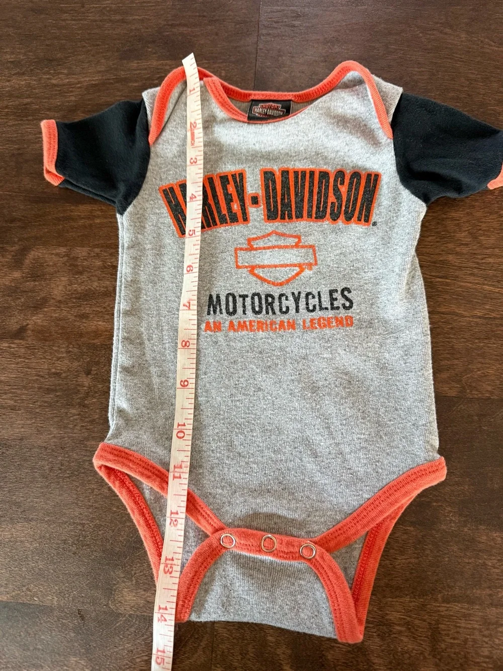 Harley-Davidson Gray, Black & Orange Infant Onesie 3/6M